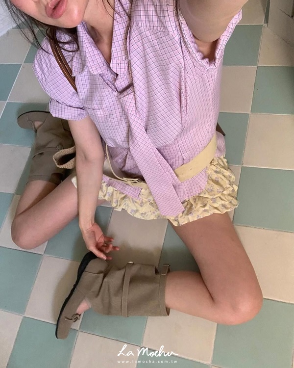 高腰棉質碎花蛋糕褲